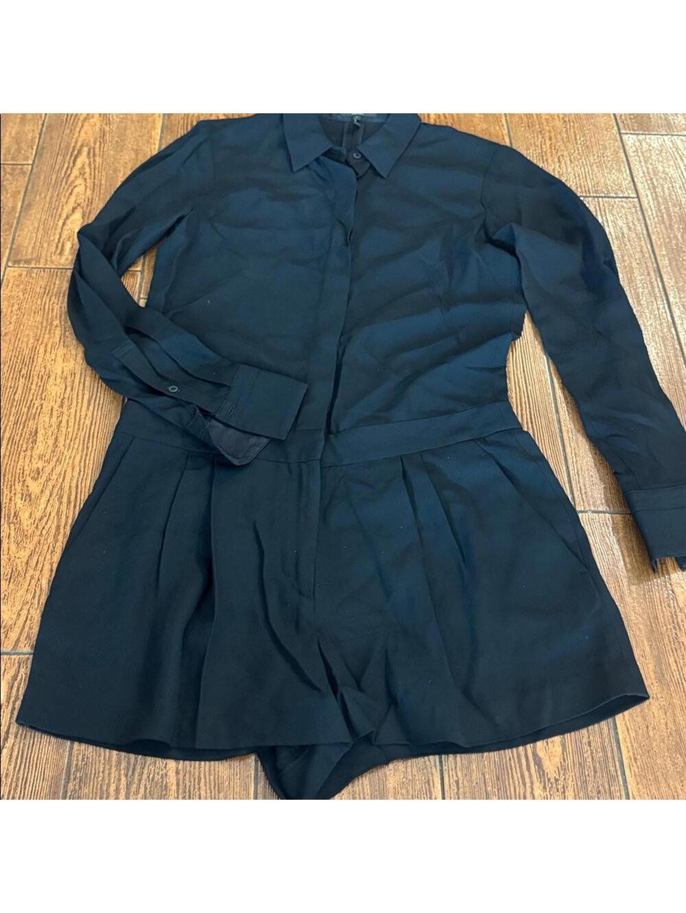 Rag & Bone Teresa Romper Play suit Black size US 2 Shorts Long Sleeve
